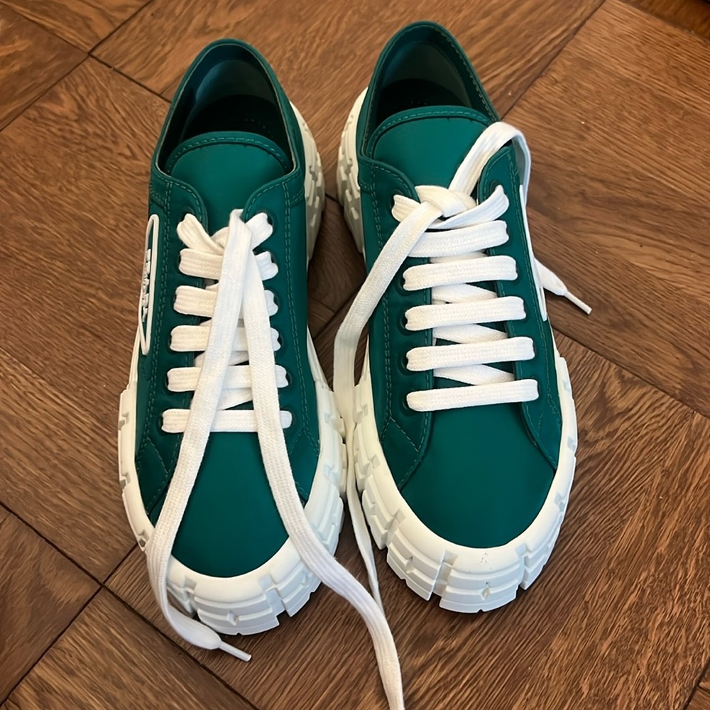 Brand new green Prada platform sneakers